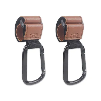 gumahus | Universal Metal Baby Stroller Hook with PU Leather and Magic Tape 2 Pieces