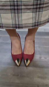 [ẢNH THẬT-FREESHIP] Giày nữ cao gót nhọn da lộn ROSATA RO695 -9p- Nâu Đỏ - HÀNG VIỆT NAM - BKSTORE