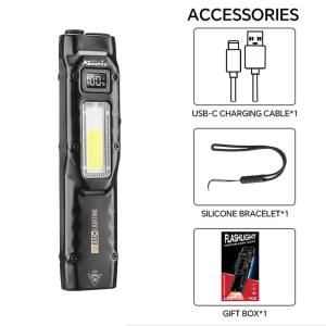 Multi purpose Tactical EDC Flashlight USB Rechargeable Powerful Outdoor Torch Camping Hunting Fishing Portable COB Work Light