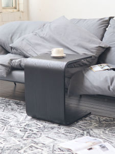 Minimalist Wooden C-Shaped Side Table Portable Small Tea Table for Living Room Tatami Sofa Side Table Artistic Style Furniture