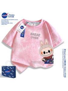 Cute Girls Short Sleeve T-Shirt Pure Cotton Summer Childrens Clothing NASA over Brand Cartoon Print Casual Standard Fit