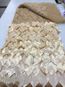 Luxury White African Lace Fabric with 3D Flower Embroidery High-Quality French Tulle Sequins for Nigerian Wedding Bridal Groom