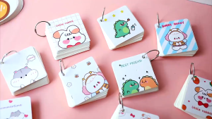 NFS Mini Pocket Notebook with Iron Ring Cute Study Card Organizer for Kids 80 Sheets 70mm Size