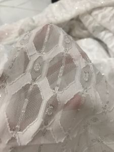 Vải voan trắng dệt nổi kim tuyến bạc mềm rũ (khổ 1m5)may đầm kiểu áo dài đẹp sang