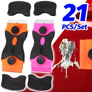 ที่ขูดสีหน้าต่างรถฟิล์มชุดกล่องเครื่องมือน้ำยาล้างกาวยูวี21ชิ้นฟิล์มอเนกประสงค์หัวคู่รายละเอียดอัตโนมัติไม้พายกำจัดแบบ DIY