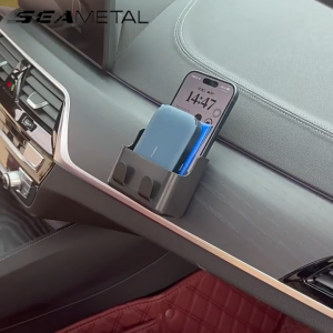 SEAMETAL Car Interior Organizer Storage Box Dual Hook Design Seat Back Hanging Rack Self Adhesive Phone Storage Card Holder