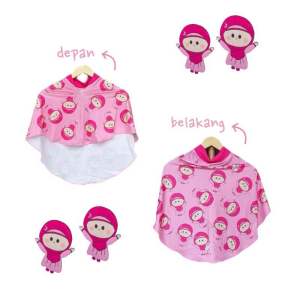 Hijab Instan Anak Motif Animasi Qaley Pink