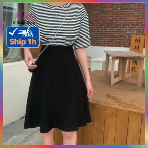 Chân Váy Xòe Công Sở Ngang Gối Màu Đen 55cm 2 Túi Vải Tây Katie Chất Tuyết Mưa Cao Cấp Không Nhăn Váy Xòe Bigsize 40 - 80kg X55