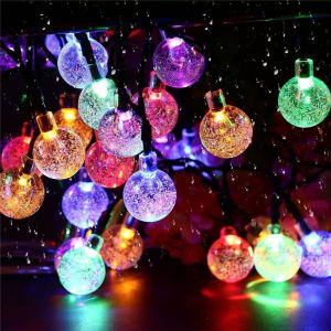 20/50/100 LED 8 Modes Solar Crystal Ball String LightOutdoor WaterproofSolar Patio Light Garden Party Decor Solar String Light