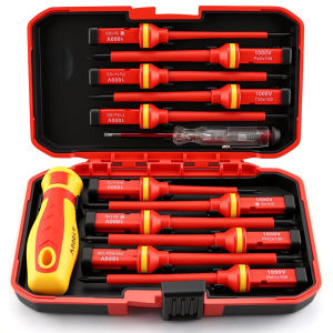 Bộ Tuốc Nơ Vít Cách Điện 1000V Bộ Dụng Cụ Điện Chuyên Nghiệp Với Các Đầu Vít Phillips Đầu Vít Pozidriv Đầu Vít Torx Và Máy Kiểm Tra Điện Áp Thép S2 Từ Tính Chống Trượt Đa Chức Năng