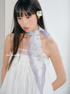 Feytiy French Style Small Floral Cotton Linen Diamond Pattern Scarf Triangle Women Hair Band Atmosphere Spring Summer New Model