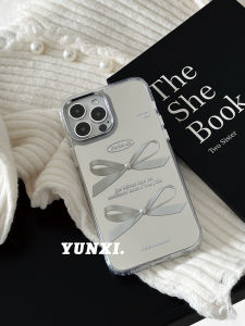 Cute Mirror Butterfly Knot Phone Case for iPhone 17 pro Max 16 plus 15 pro 12 Simple 14 pro Niche 13 pro Girl Style Protective Cover