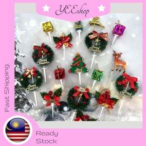 Christmas Theme Cake Topper Snowman Santa Claus Xmas Paper Cake Decoration