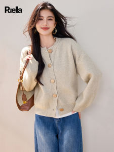 puella | Áo Cardigan Knit Màu Đơn Giản Pháp