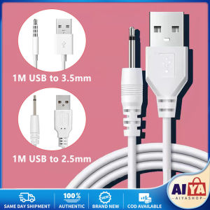 1M 2.5/3.5mm AUX Audio Plug Jack To USB 2.0 Male Charge Cord Adapter Cable