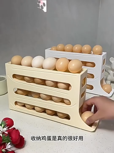 Egg Storage Tray Eggs Box Egg Organizer 4 Tier Egg Rack Tray Automatic Rolling Egg Holder Fridge Organizer 鸡蛋盒 鸡蛋收纳盒