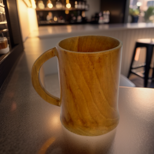 Mug Gelas Jumbo Kayu Jati dengan Gagang