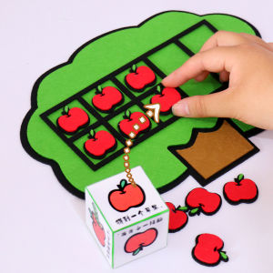 Apple Tree Counting Game Toy for Preschool Kids Non-Woven Fabric Addition And Subtraction Mathematical Calculation Educational Tool