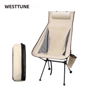 WESTTUNE Ghế Cắm Trại Gấp Di Động Hợp Kim Nhôm Nhẹ Có Tựa Đầu Nội Thất Ngoài Trời Để Câu Cá Và Du Lịch