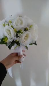 【Best-Selling】 Wedding Bouquet Satin Roses Bridal Wedding Hand Bouquet Bridesmaid Holding Artificial Flowers