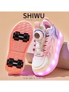 Girls Walking Shoes with Four Wheels Infallible Roller Skates Childrens Sports Shoes Flashing Light Inline Skates for Girls