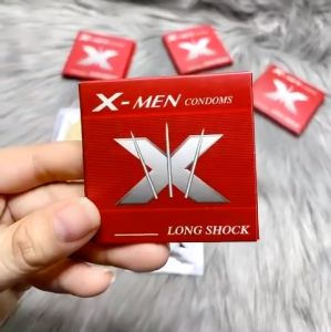 X-MEN Long Shock Condoms with Stimulating Beads - Thin Breathable 1-Pack