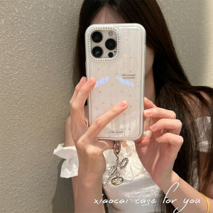 เคสโทรศัพท์แบบเรียบง่ายสไตล์เกาหลีและญี่ปุ่นพร้อมหัวเข็มขัด ป้องกันการตกหล่น ลายทาง รูปหัวใจ สำหรับ Apple 16promax iPhone 15 รุ่นใหม่