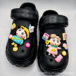 12Pcs Crocs Jibbitz Charms Detachable Personalized 3D Crayon Shin Chan Shoe Flower Decoration for Crocs