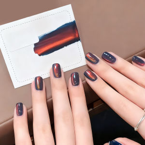 กาวติดเล็บแม่เหล็กแบบตาแมว 10 มล. 1 ชิ้น สีทองไล่เฉดแบบซาติน ประดับด้วยลูกปัดแก้วละเอียด เจลทาเล็บแม่เหล็กแบบตาแมว สำหรับคริสต์มาส