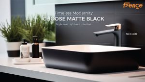 FLE 1117/B Single Lever High Basin Mixer Tap Stainless Steel SSU 304 Rose Gold + Matte Gold