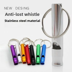 1 PC Aluminum Whistle Keychain Metal Survival Whistle Outdoor Training Dog Training Colorful High Frequency Sound Wave Whistle
