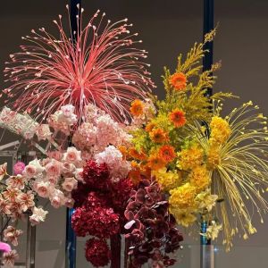 Artificial Firework Peacock Grass Colorful Reed Fake Flowers Artificial Firework Wedding Path Guide Flower Outdoor Scenic Area Decoration