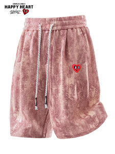 CHARLES JANGS HAPPY HEART | Lightweight Breathable Tie-Dye American Stripe Casual Shorts for Men