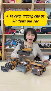 Xe Máy Xúc Lật Điều Khiển Từ Xa 9 Kênh Cho Bé Máng Hợp Kim Có Đèn Có Âm Thanh Sử Dụng Pin Sạc