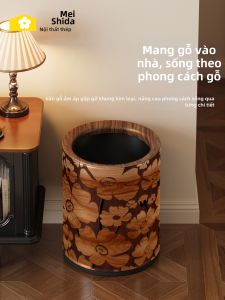 MEISD | Elegant Retro Wooden Finish Trash Can