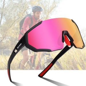 West Biking | WEST BIKING Polarized Cycling Glasses Lightweight UV400 Windproof Sports Goggles with 3 Replaceable Lenses for Fishing Driving