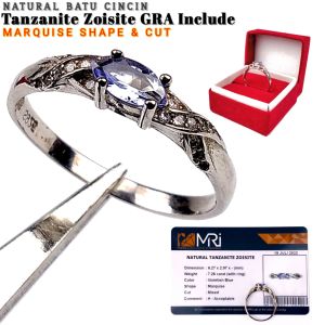 Natural Batu Cincin Permata Tanzanite Ring Perak Include Sertifikat Memo