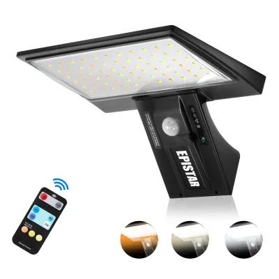 Solar Outdoor Lights 90LED Motion Sensor with Control 3 Color 4Modes Security Flood Waterproof Light for Porch Yard Garden