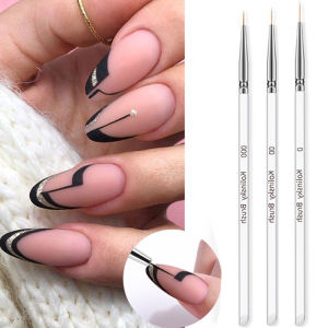 3Pcs/Set Crystal Fine Liner Brush Nail Art Striping Brushes Thin Line Nail Brush Detail Painting Pen Gel Nail Painting Tools