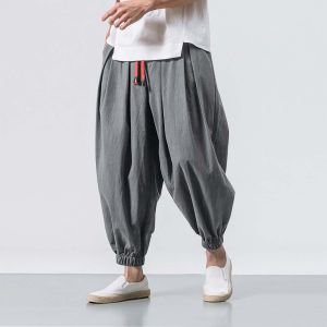 Nam Xuân Thu Quần Harem Dáng Rộng Thông Thường Quần Thể Thao Cotton Hạng Trung Quần Thể Thao Lưng Thun Dài Đến Mắt Cá Chân Quần Oversize