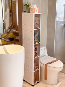 ตู้เก็บของ 20ซม ตู้อเนกประสงค์ ตู้เก็บของขอบแคบ ตู้เก็บของฝาเปิด ประหยัดพื้นที่ กันน้ำกันฝุ่น มีล้อเลื่อน 【3/4/5ชั้น】