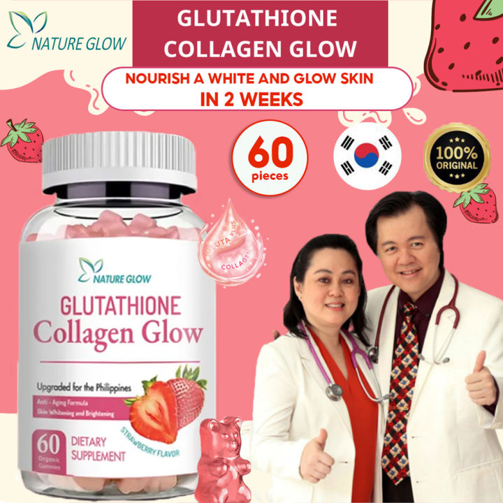 NATURE GLOW Glutathione Collagen Gummies Anti-Aging Whitening Skin ...