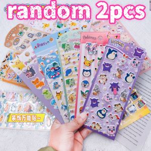 Bandai | 8 Styles Pokemon Characters 3D Puffy Stickers Cute Pikachu Cartoon Decals DIY Decor for Kids Scrapbook Stationery Phone Case G