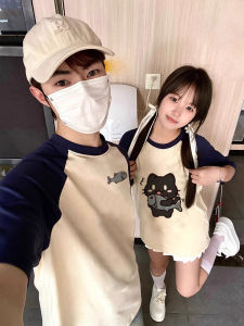 Pure Cotton American Style Short Sleeve T-Shirt Couple Matching Summer Sweat Absorbent Printed Casual Top for Young Women