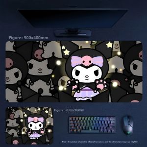 Sanrio | New Girls High-value Desktop Kuromi My Melody Leather Mouse Pad Cute Large Size 90x45cm Non-slip Non-slip Decorative Tablecloth