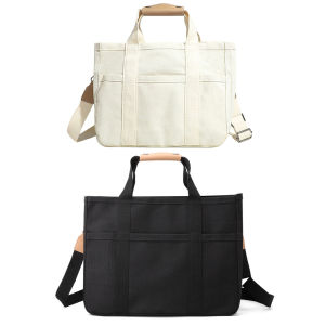 Shoulder Messenger Bag with Adjustable Strap Multi-pocket Casual Bag with Pockets Canvas Tote Bag for Work School Shopping Travel College