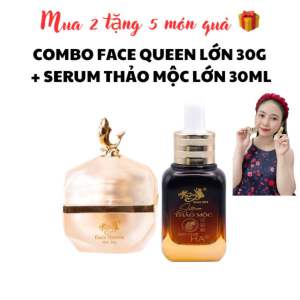 COMBO KEM FACE QUEEN LỚN 30G + SERUM THẢO MỘC LỚN 30ML FAIRY Hỗ trợ dưỡng trắng mờ thâm kiềm dầu phục hồi da (tặng 1 TTBC mini + 1 Muỗng Thuỷ Tinh + 1 T.ắ.m Tr.ắ.n.g + 1 Sữa Rửa Mặt mini + 1 Cấy Trắng mini + 1 Kẹp Tóc)
