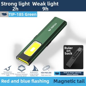 SMILING SHARK | Portable Tactical Flashlight with Red Blue Warning Light Slim Lightweight High-Brightness Magnetic Work Light