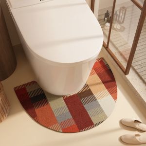 VIKAMA Bohemian Ethnic Geometric U-Shaped Toilet Seat Cover Absorbent and Non-Slip Bathroom Mat Toilet Seat Home Decor