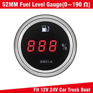 RYSJM | 0-190 Ohms Car Motorcycle Fuel Gauge Digital Red Backlight Auto Car Boat Water Tank Level Indicator for 12V /24V Oil Tank Meter